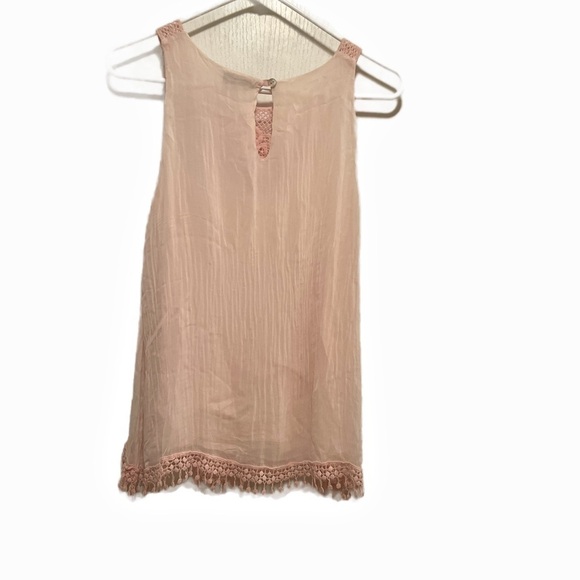 Elegant silk Peach Lace Blouse size large - Picture 4 of 8